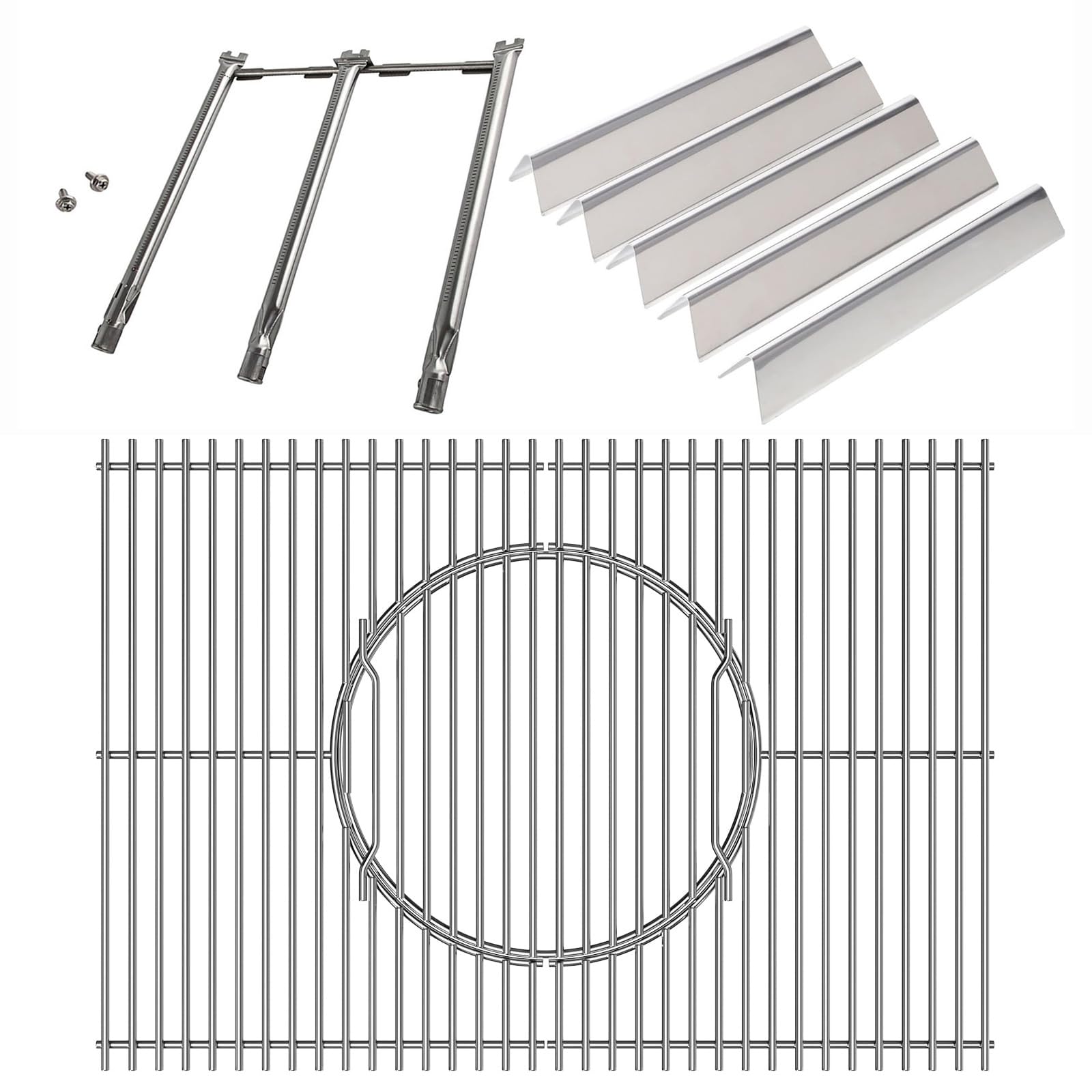 WELL GRILL 7636 Flavorizer Bars & Bruciatore in acciaio inox & Griglia da 44,5 cm con griglia a gas integrata Ricambi per Weber Spirit I & II E/S 310 320 330 Serie