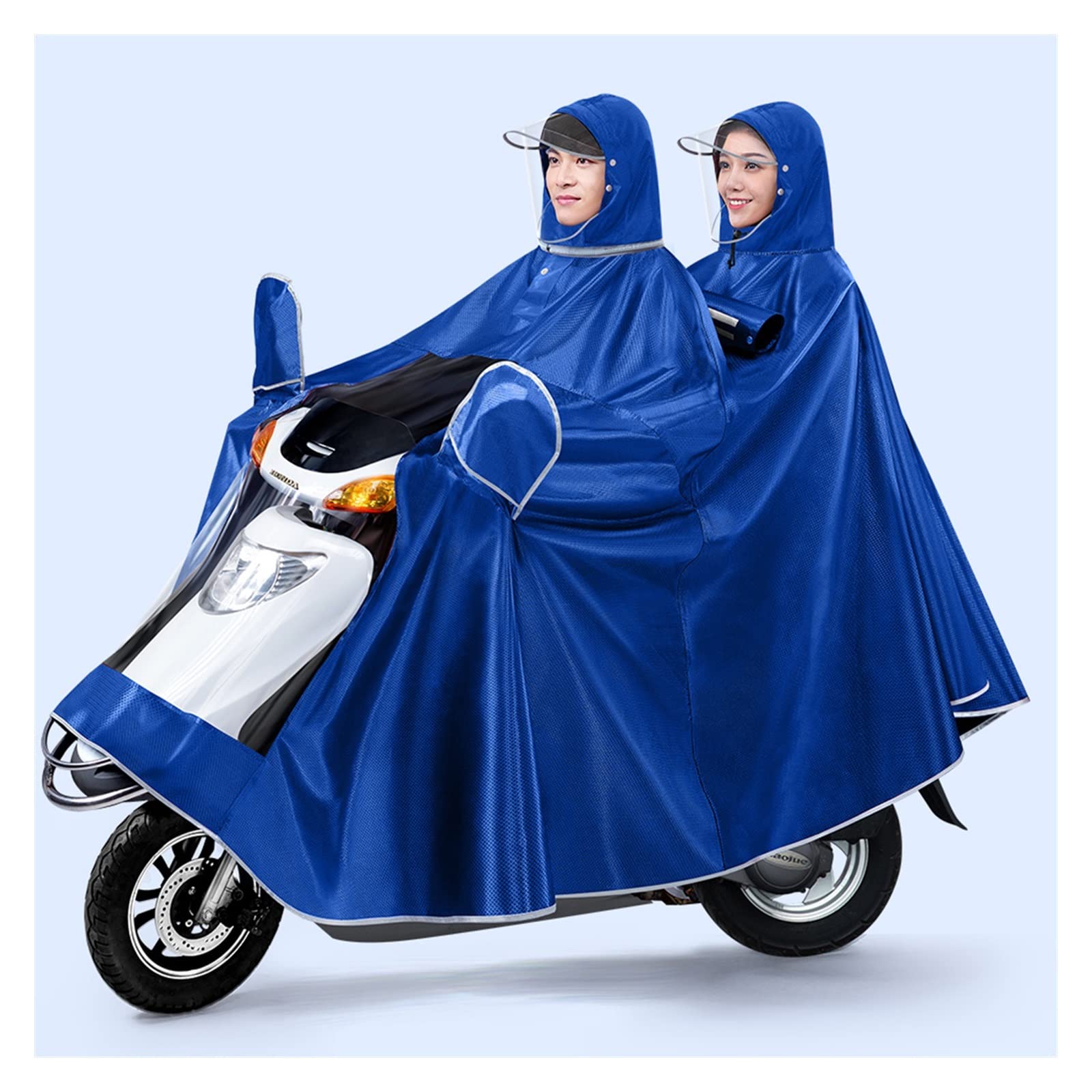 Hooded Rain Poncho with Mirror Cover Multicolor 4XL-5XL(Blue,4XL)