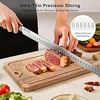 Vista 6 de imarku Cuchillo de Brisket, Cuchillo de Trinchar y Cortar Ultra Afilado de 12 Pulgadas para Brisket, BBQ, Pavo, Jamón, Costillas y Carne Asada, Hoja