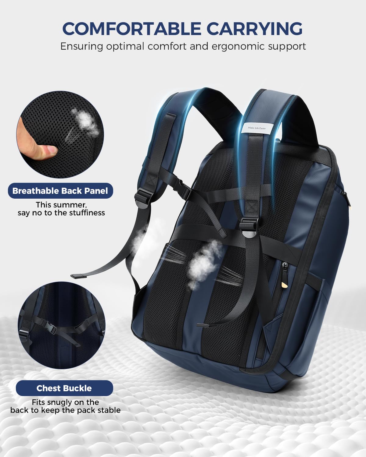 Ponhog Backpack Zaino per Laptop, Blu Scuro, 17.3inch Uomo