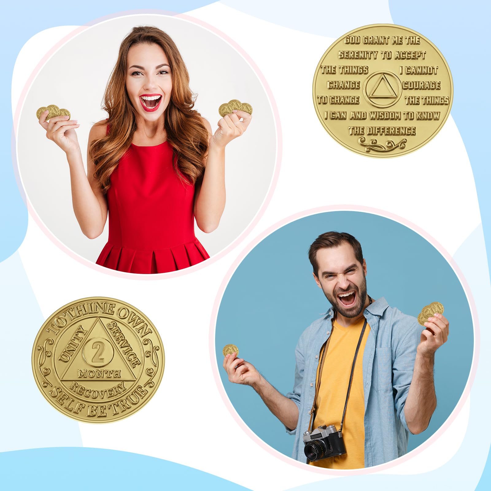 Siifert 36 Stück Recovery AA Chips und Medaillons Bulk Nüchternheit Chips AA Tokens Aluminium Nüchternheit Münze Bronze Finish Alkoholiker Anonyme Geschenke enthalten 1 2 3 6 9 Monate und 24 Stunden