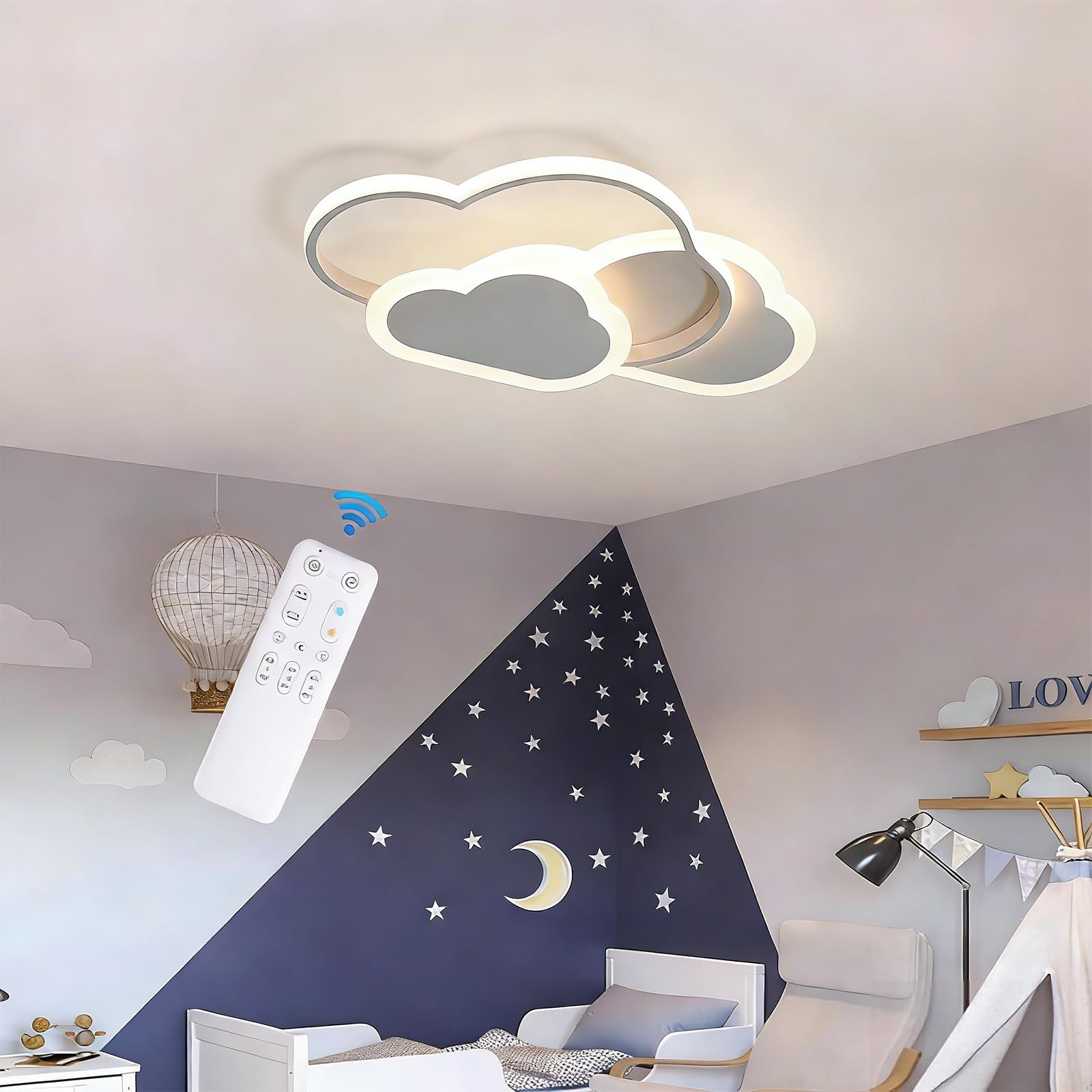 Lampa sufitowa Led Sufit, 42 CM żyrandol kreatywny Chmura ściemniania, 32W lampa sufitowa pokój dla dzieci, lampa sufitowa LED do salonu, sypialnia, pokój dziecięcy