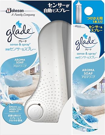 Amazon お部屋の芳香剤 トイレ 消臭剤 グレード 人感スプレー式 本体ホルダー 付替用 18ml 2個 単3電池2本付き 消臭センサー スプレー アロマソープの香り まとめ買い ペット ルームフレグランス 人気 玄関 ミスト グレード Glade ドラッグストア