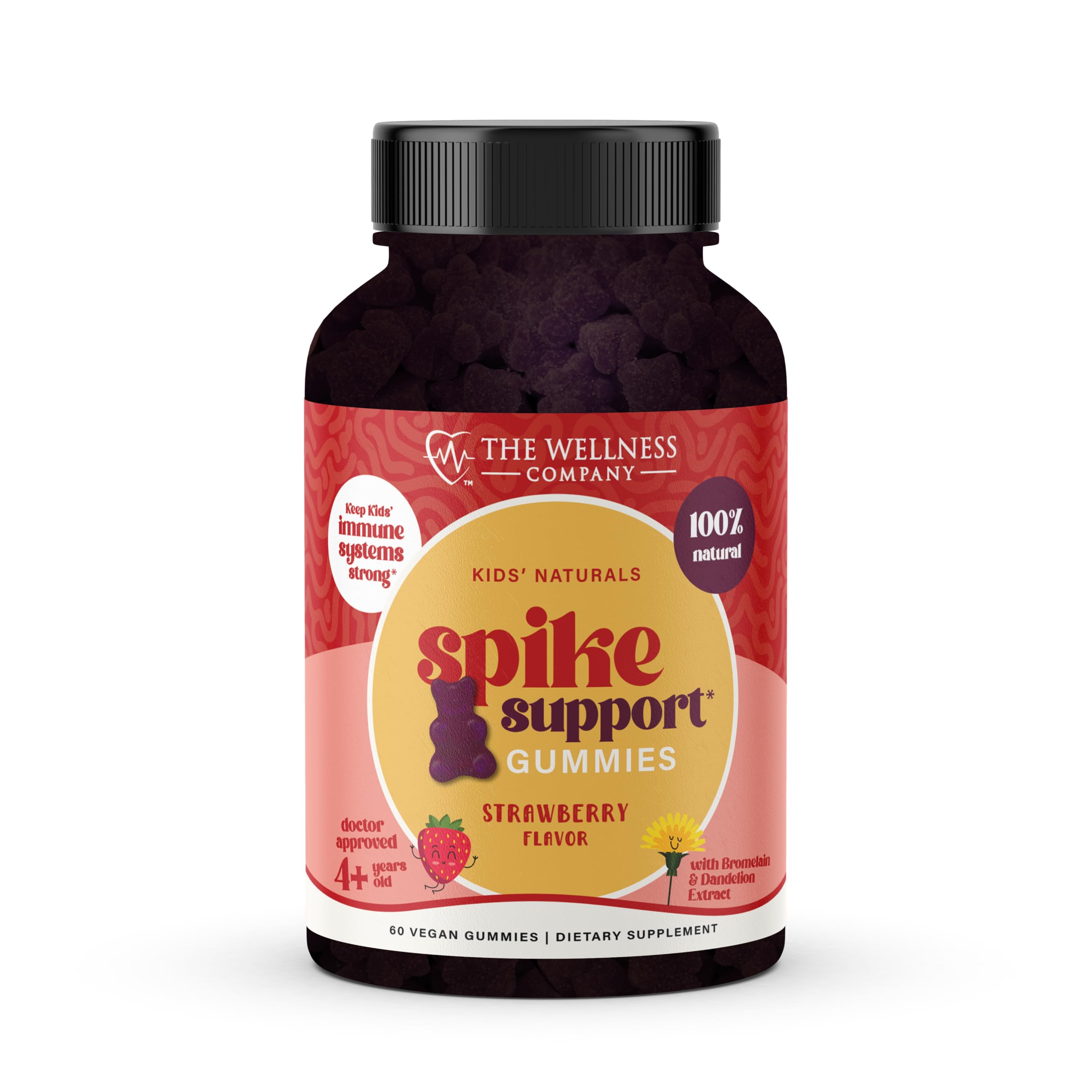 Kids Naturals Spike Support Gummies – Year-Round Wellness with Vitamin C, D & Zinc | 60ct (1 Month Supply)