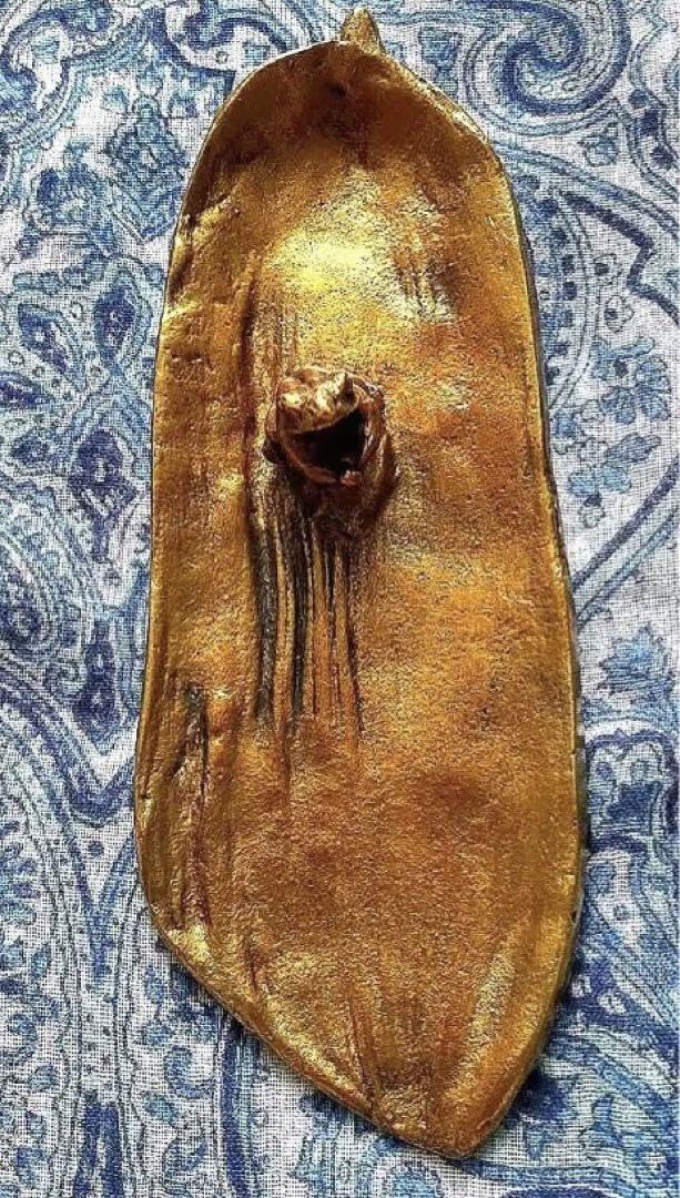 金運爆上げ　作者落款刻印作品　和雲作　最高級鋳物「笹に蛙」お香立て 金運爆上げ作者落款刻印作品和雲作最高級鋳物「笹に蛙」お香立て
