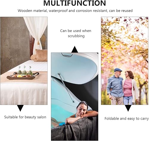 Miniatura 7 de Rascador plegable de bambú para la espalda, rascador de mano y cuerpo, tamaño de viaje, extensible, mango largo, rascador de espalda, rascador de