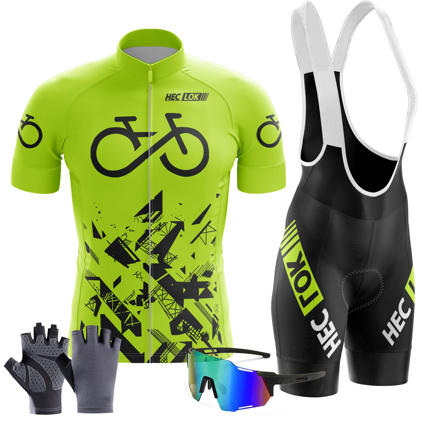 Completo Ciclismo Uomo Estivo Abbigliamento Mountain Bike Tuta mtb Maglia Ciclismo Manica Corta e Pantaloncini Bici Imbottiti Salopette Ciclismo Gel Camicia da ciclismo
