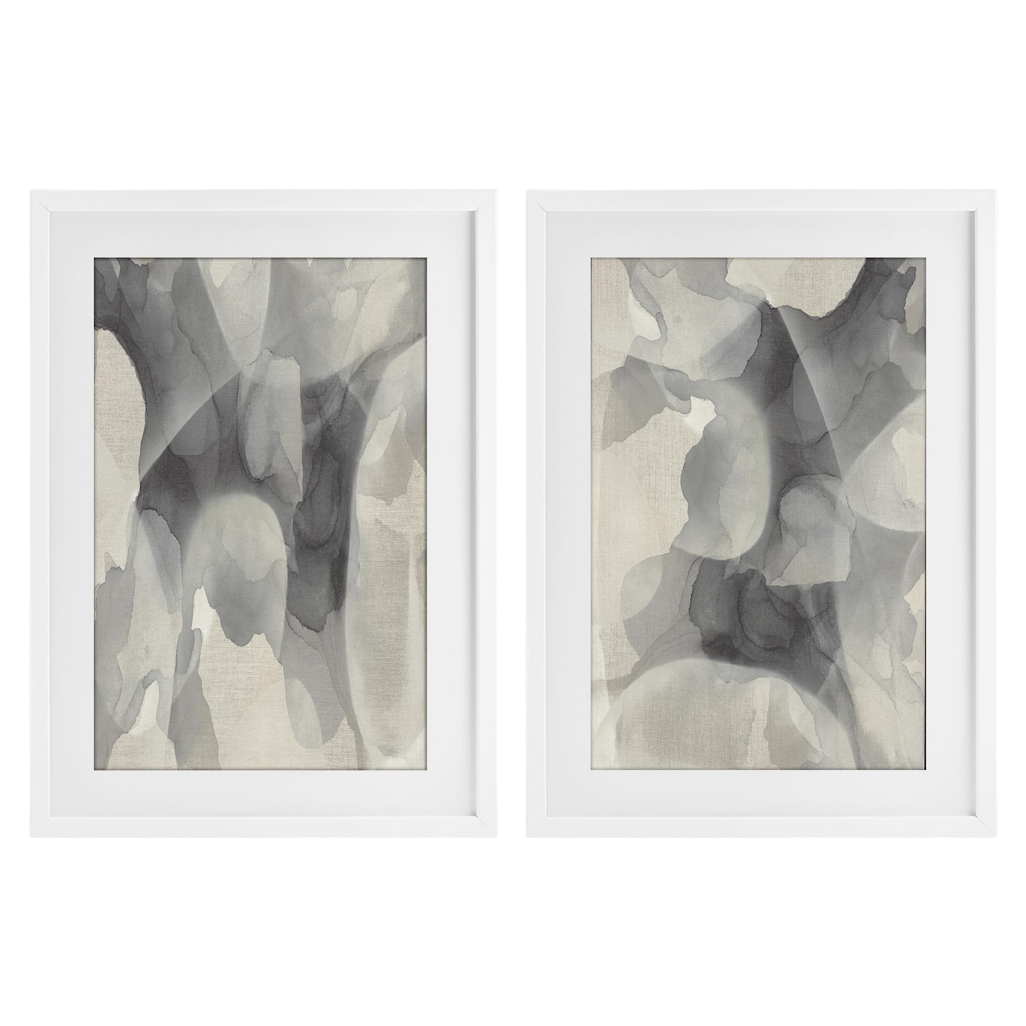 Stupell Industries Mottled Fluid Monochrome 'Mottled Fluid Monochrome'| 2Pc Framed Print Under Glass Set