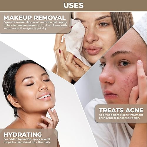 Miniatura 5 de Aceite de jojoba orgánico 100% puro prensado en frío sin refinar  Cuidado de la piel y removedor de maquillaje  Aceite corporal hidratante para piel