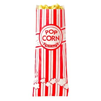 Concession Essentials CE Popcorn Bags-500 Popcorn Bags, 1 oz. Pack of 500, 2" Height, 3" Width, 8" Length Pack of 500
