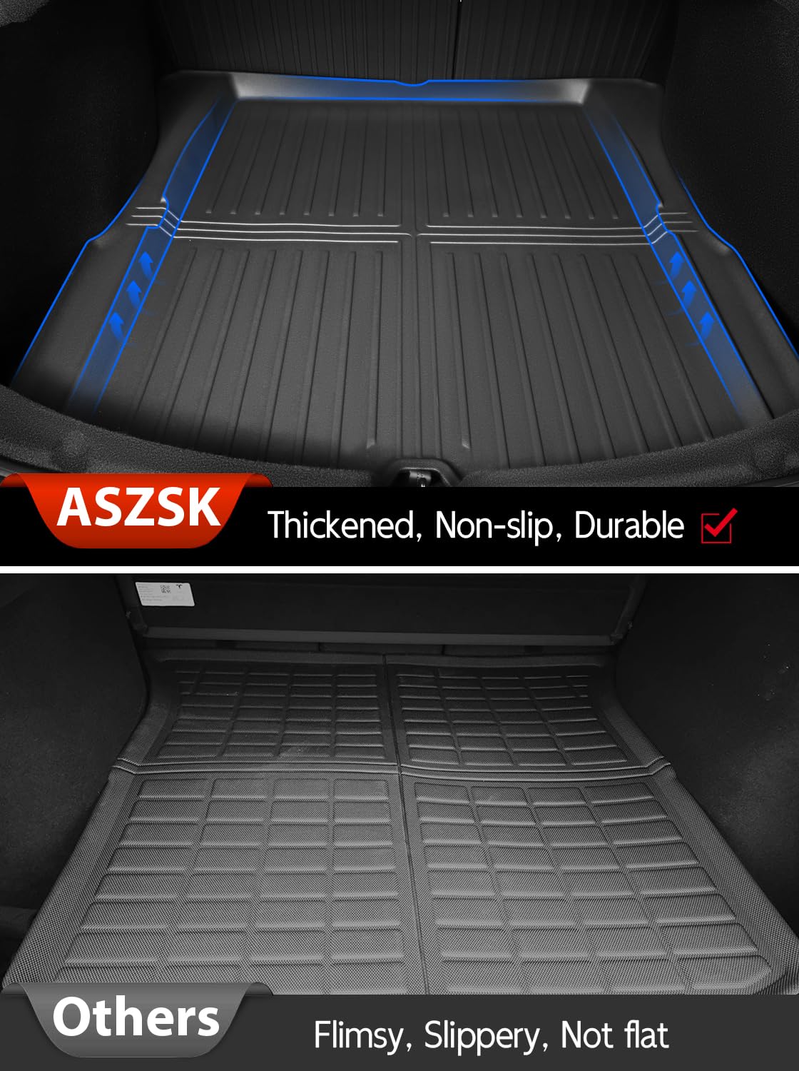 3W Tappetini e fodere per bagagliaio adatti per Tesla Model 3 2024 2025 2026 Highland, Thorex Set completo di fodere per auto e tappetini per bagagliaio, accessori adatti per cani su misura