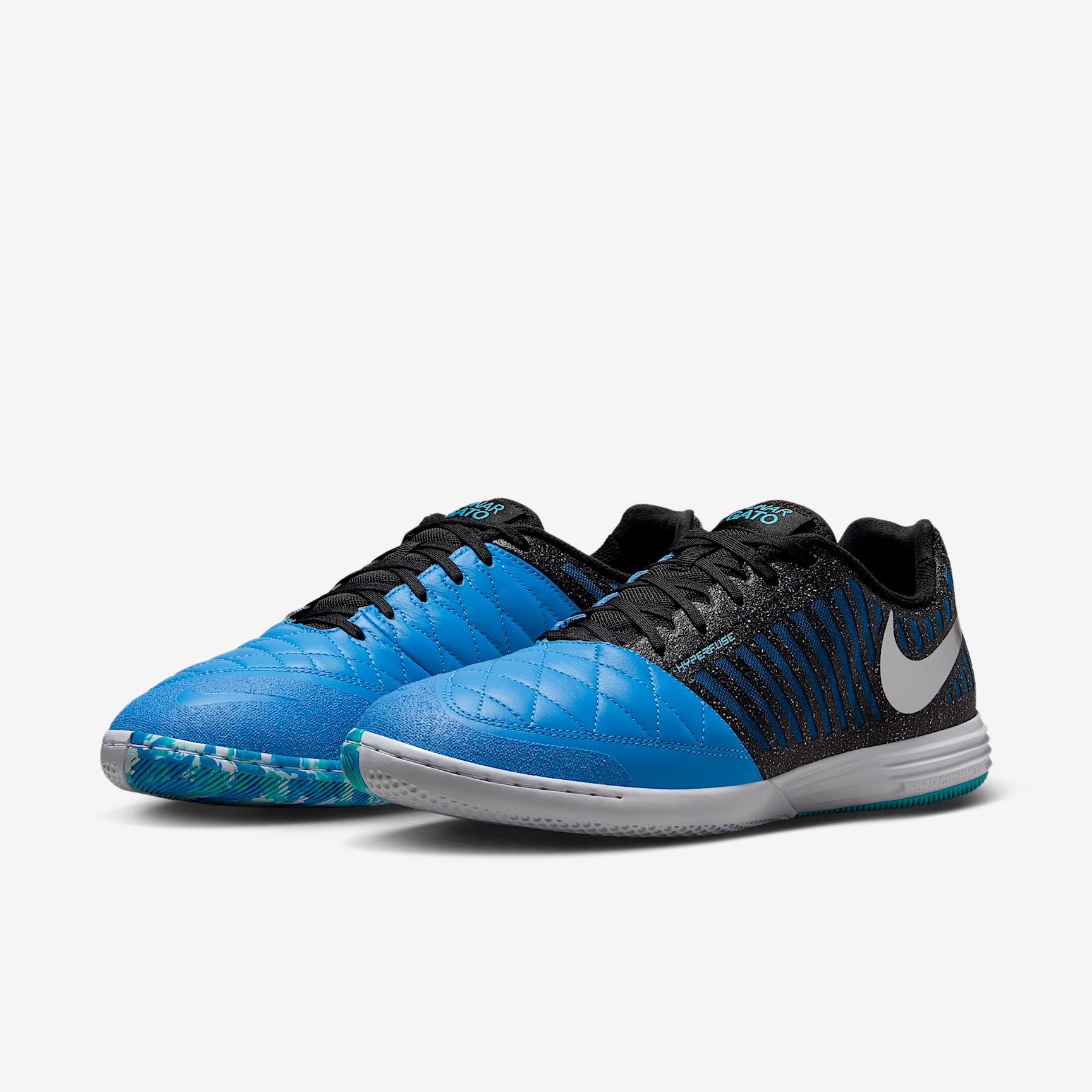Nike Lunargato II Scarpe da Calcio Basse Interni Argento Metallizzato Blu Nettuno Nero