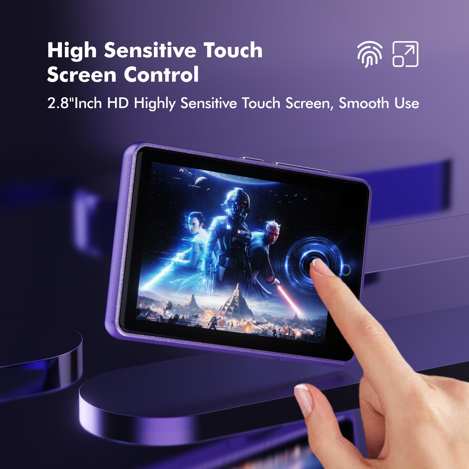 64 GB Lettore MP3 Bluetooth 5.3, touchscreen da 2,8 pollici, audio HiFi, lettori MP3 e MP4 per bambini, altoparlante integrato, registrazione, radio FM, espandibile fino a 128 GB, adatto ai bambini