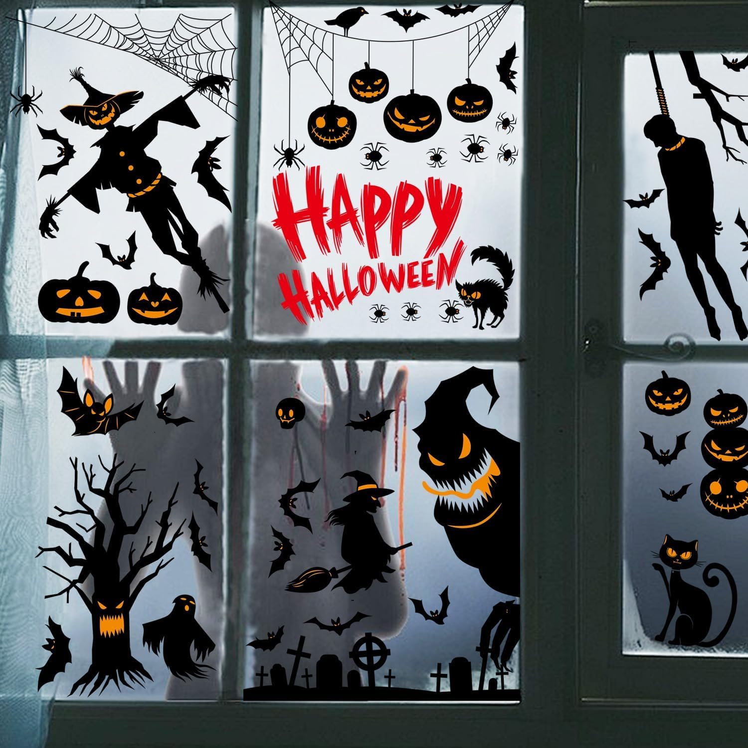 96 Pezzi 3D Pipistrelli Halloween Pipistrello Vetrofanie, 4 Diverse Dimensioni Halloween Pipistrelli Adesivo, Halloween Decorazioni della Parete Finestra Domestica Halloween Adesivi