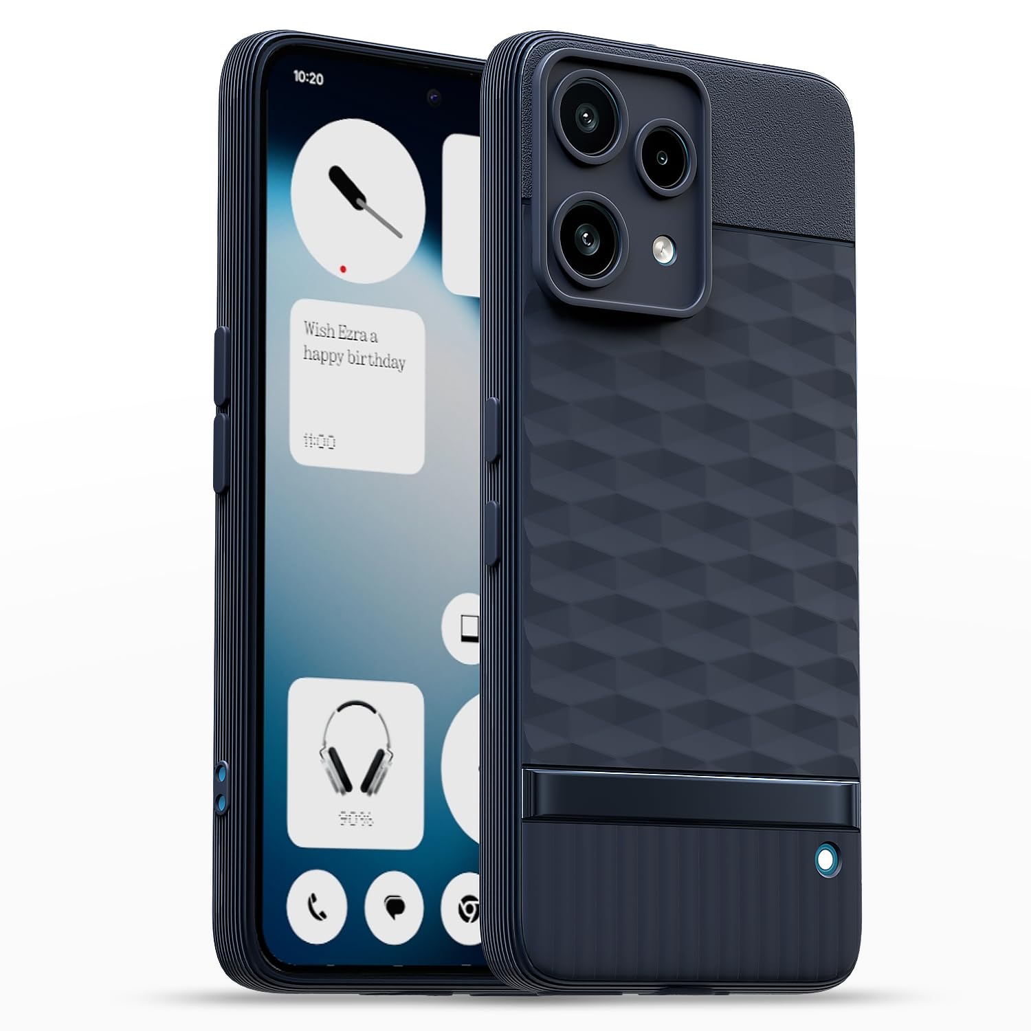 Pikkme Back Cover for Nothing Phone 3a Lite 5G Camera Protection 3D Hexa Cube Design Silicone Protective Bumper Case (Blue)