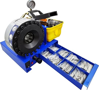 Hose Crimper High Pressure Hydraulic Hose Crimping Machine 1" Portable Pneumatic Hose Crimping Tool with 8 Sets of Dies