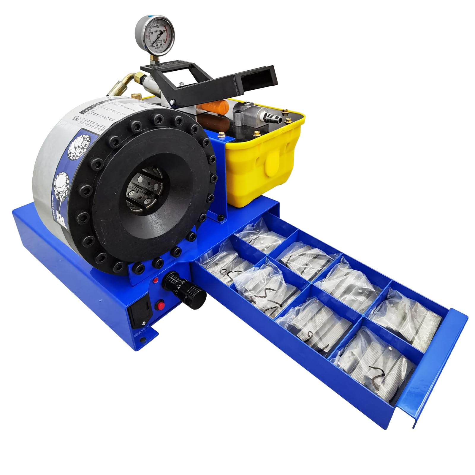 HayWHNKN Hose Crimper High Pressure Hydraulic Hose Crimping Machine 1" Portable Pneumatic Hose Crimping Tool with 8 Sets of Dies