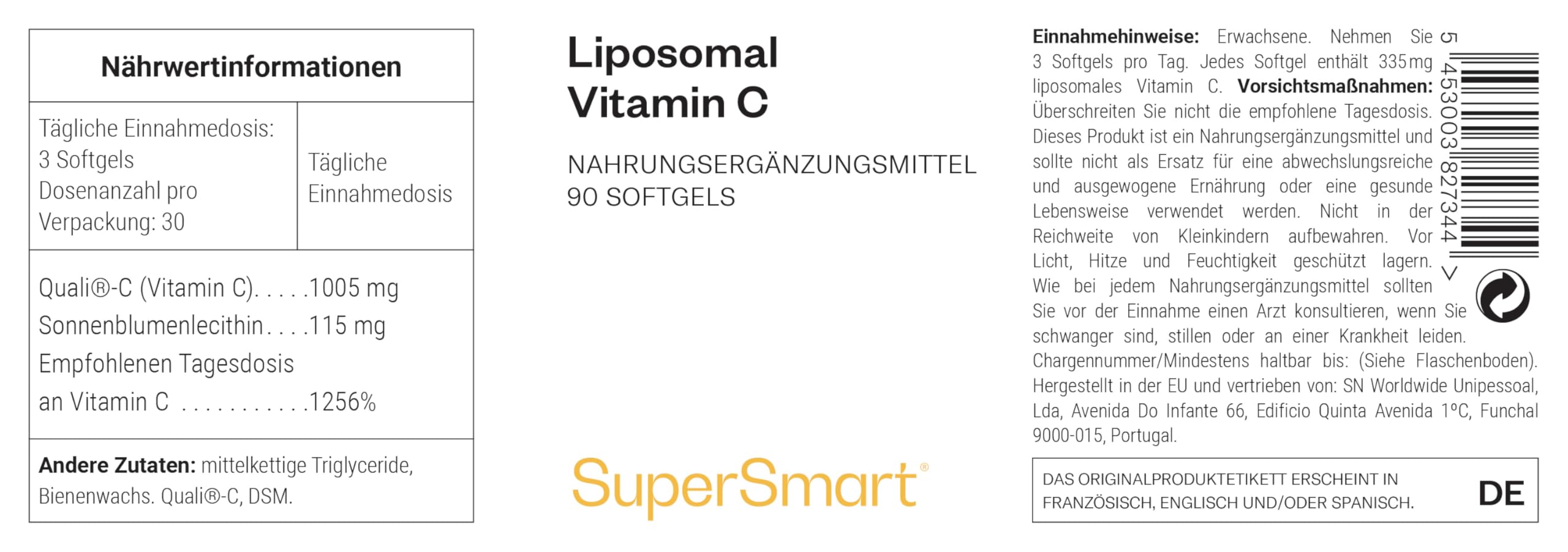 Liposomales Vitamin C - Hilft, Müdigkeit zu reduzieren - SuperSmart