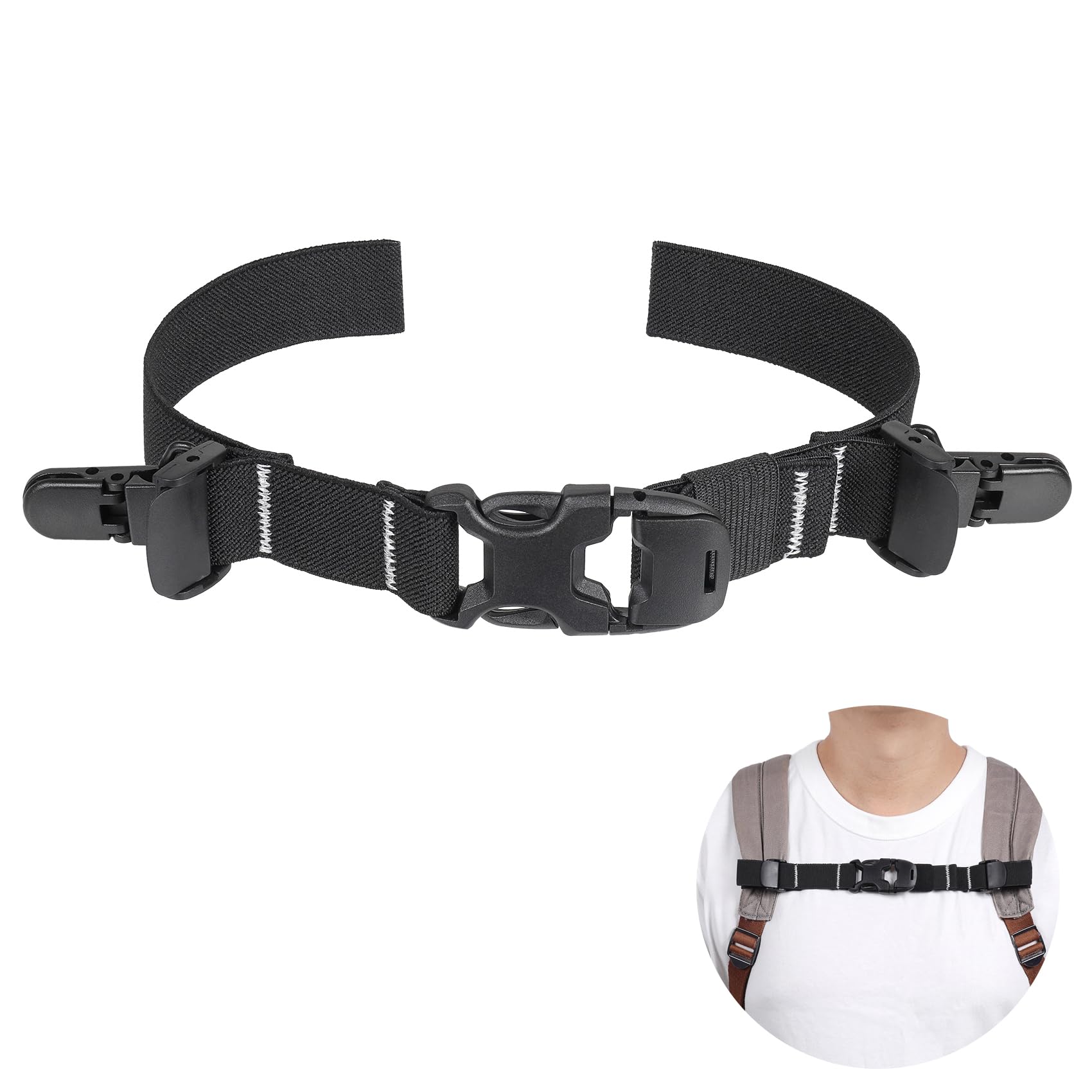 Vigorport Backpack Chest Strap Add on, Elastic Backpack Sternum Strap, Heavy Duty Adjustable Chest Belt with Quick Release Buckle