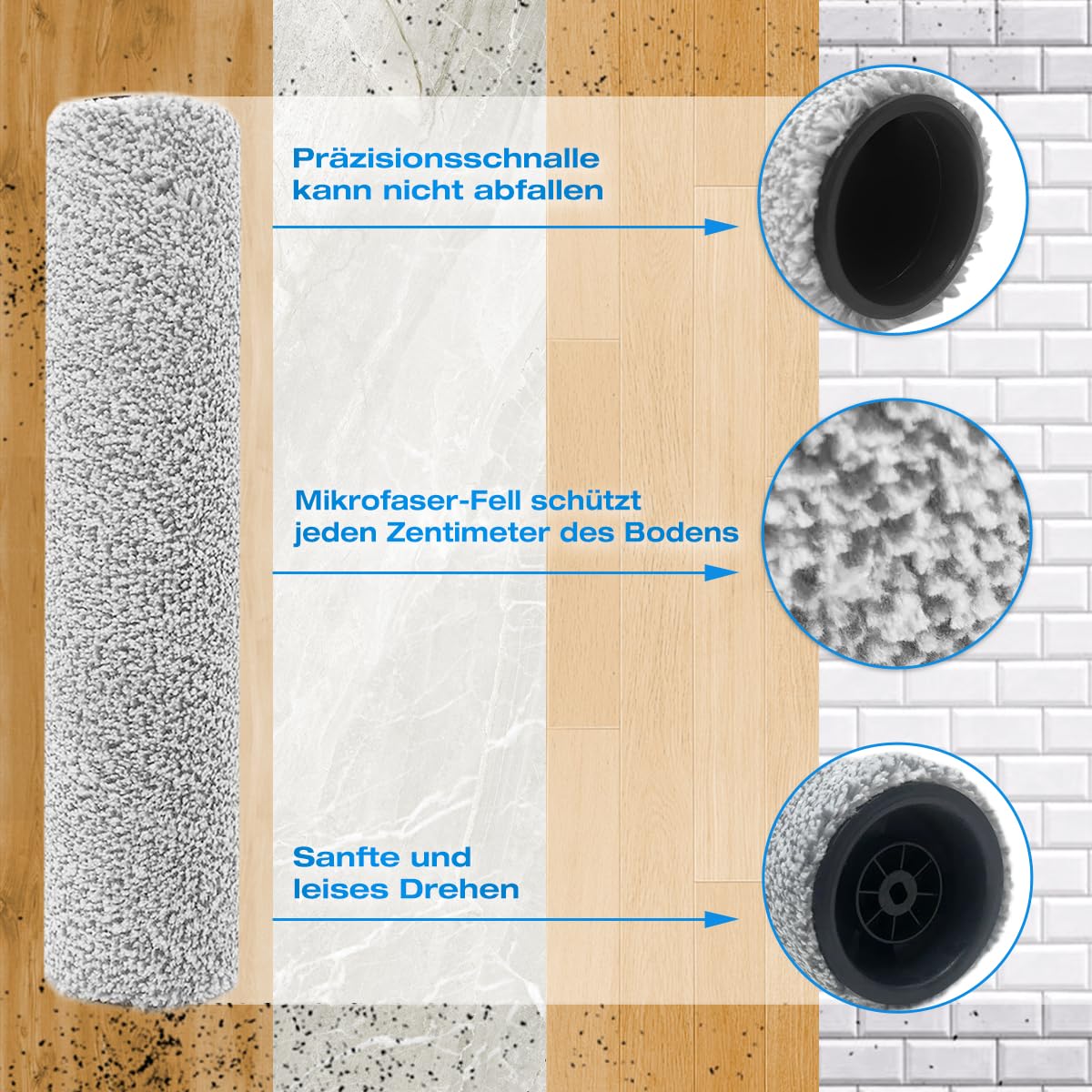 Ersatzteile für Tineco Floor ONE S7 FlashDry Nass Trockensauger Mikrofaser Ersatz Zubehör Waschbares und Wiederverwendbar (2 Walzenbürsten + 2 HEPA-Filter)