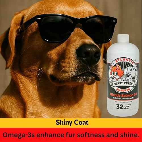 Miniatura 7 de Aceite de salmón de 32 onzas para perros y gatos, aceite de salmón atlántico 100% puro, aceite de pescado suplementario para abrigos saludables de