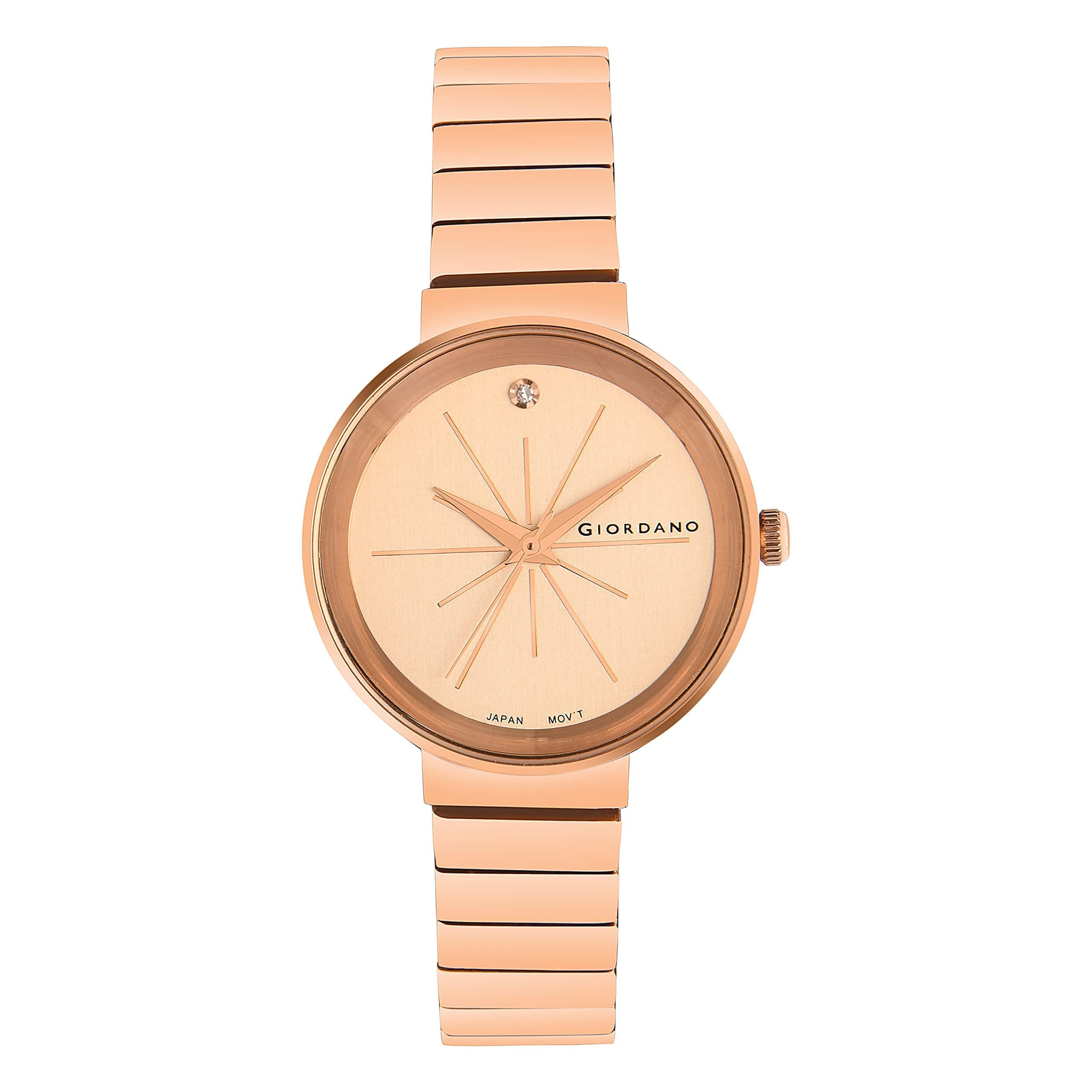 Giordano Entwine Collection Analog Watch for Women with Rose Gold Dial and Metal Strap, Round Ladies Wrist Watch with Metal Strap - GD-4065-11 (B09DGHKDP7) Amazon Price History, Amazon Price Tracker