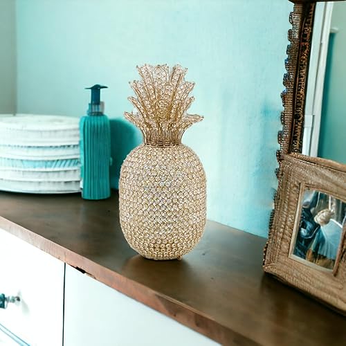Miniatura 4 de Modern Day Accents 5755 Piña XL Cristal Gold Piña, decoración del hogar, decoración de cocina, decoración de entrada, decoración de piña, regalos de
