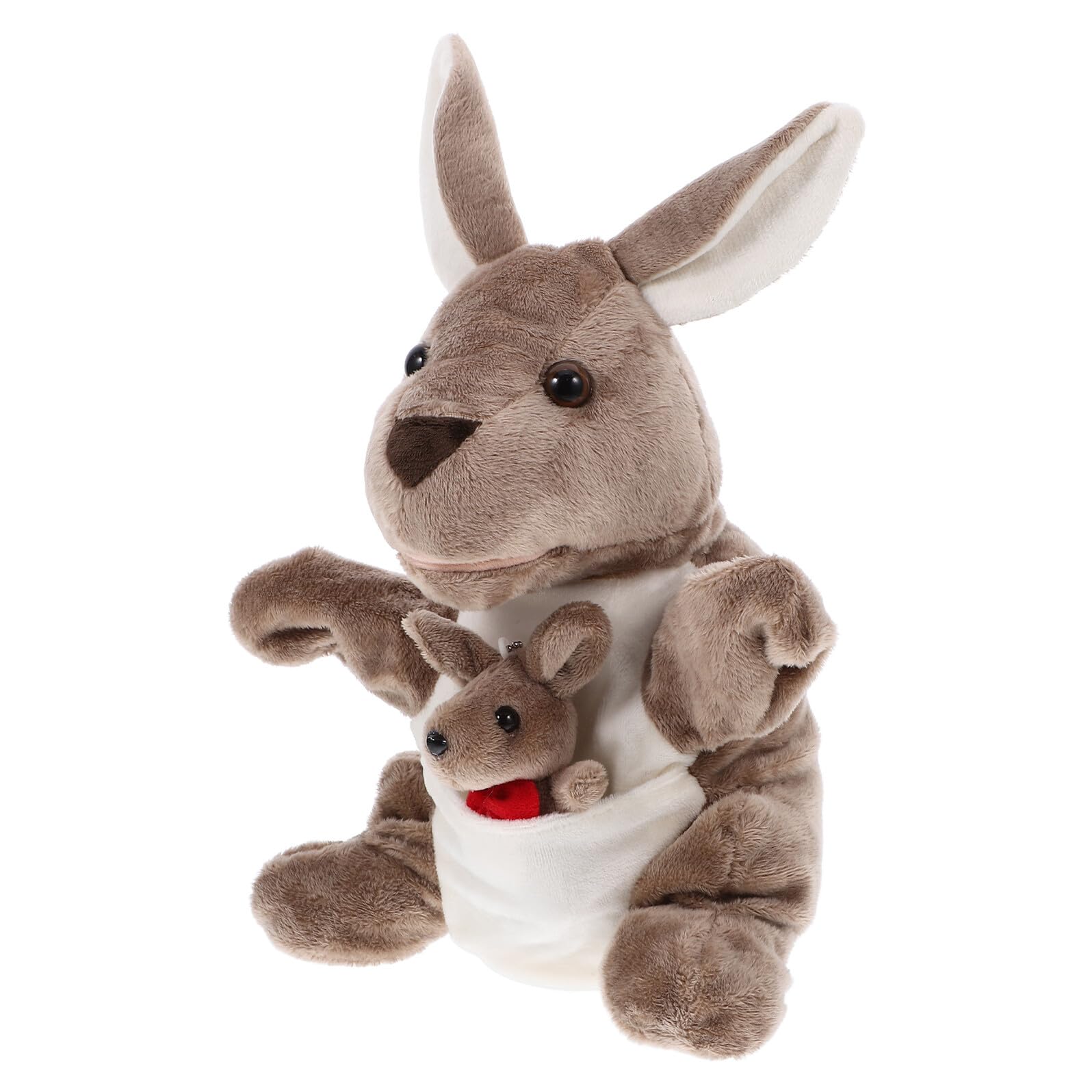 ERINGOGO Kangaroo Hand Puppet Plush Animal Puppet with Red Bow Tie and Kangaroo Interactive Storytelling Hand for Educational Play