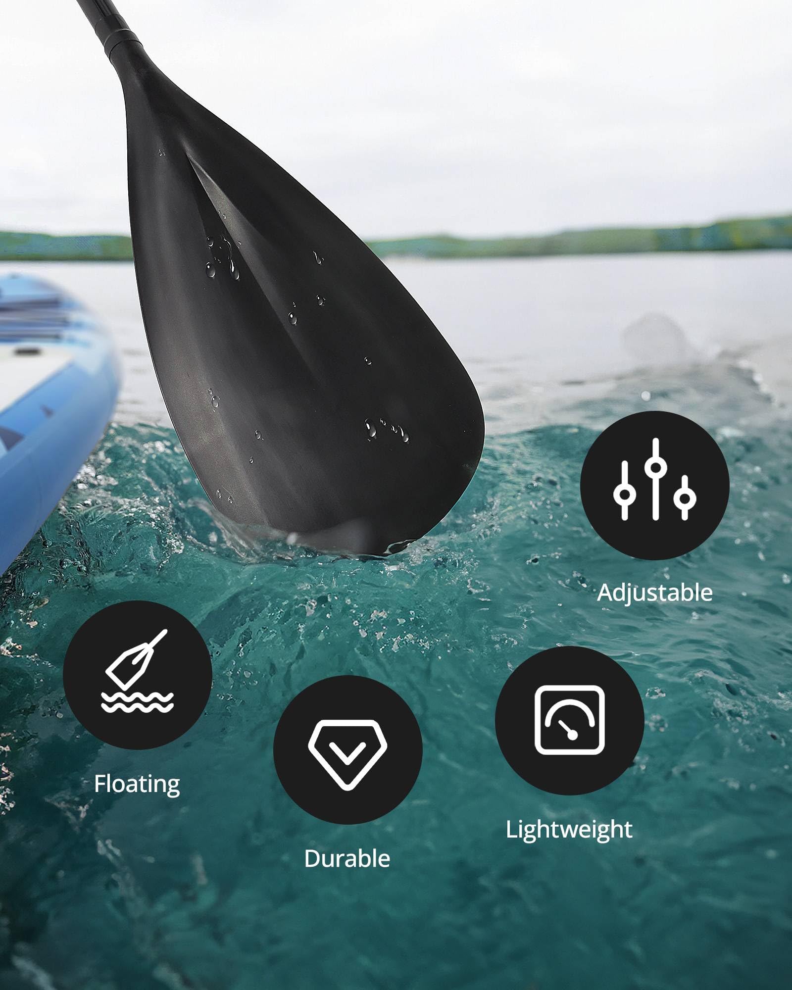 ZLX Remo Paddle Surf,Pala Paddle Surf Carbono de Aluminio Ajustable de 3 y 4 Piezas Hoja de Fibra de Vidrio, Surfear, Flotar y Disfrutar de los Deportes acuáticos