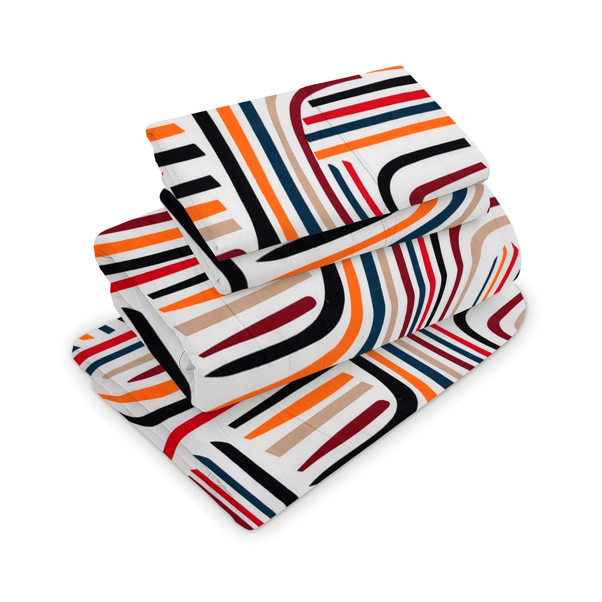 BloomBedding 4PC Bed Sheet Set | 1x Elasticated Corners Fitted Sheet 1x Neatly Stitched Edges Flat Sheet With Soft Matching Pillowcases 2 Pack Cozy & Easy To Wash