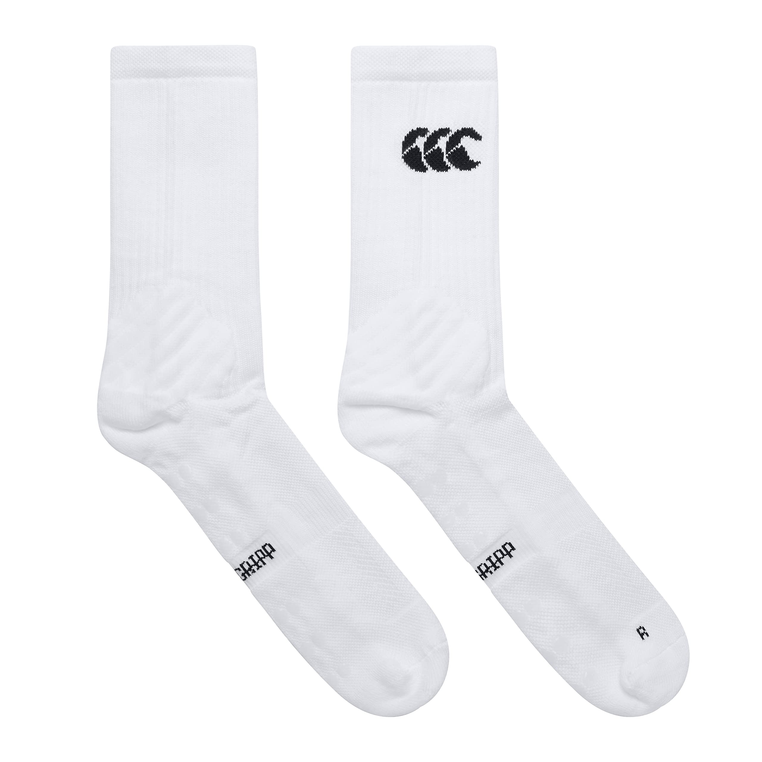 Canterbury Men's Anti-Slip Grip Socks Mid Calf Socks | Arch Support | Internal and External Grip Socks, Bright White, XS