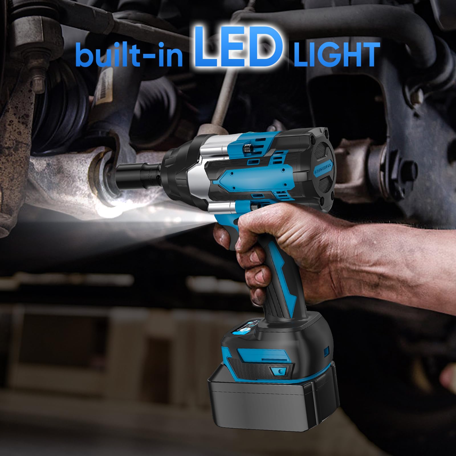 Makita Compatible Clé à Chocs Sans Fil 1800N.m 1/2 pouce Brushless 18V 5 Vitesses avec LED