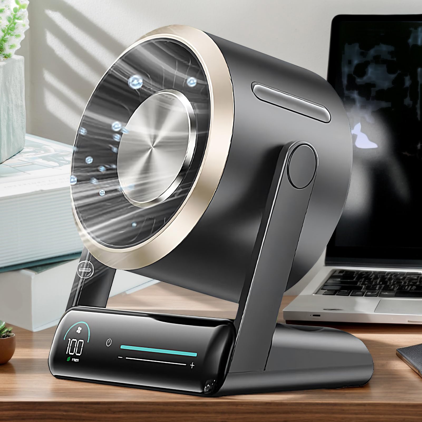 Ventilatore Da Tavolo Display Digitale Silenzioso Ricaricabile | Ventilatori Da Scrivania Personali Piccoli Silenziosi Per Camera Da Cucina Campeggio Viaggio All'Aperto Spiaggia
