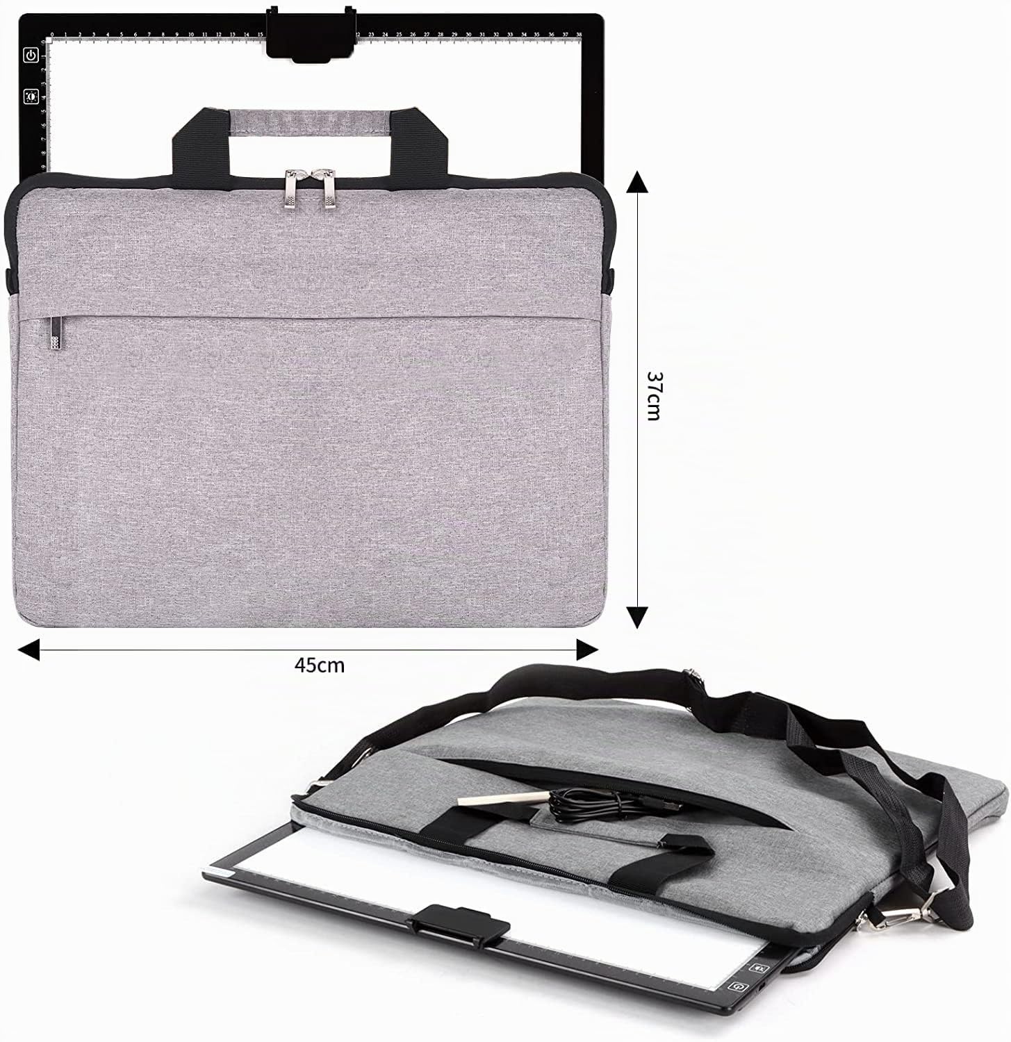 Tablette lumineuse a3 rechargeable avec sac&Support, 3 couleurs dimmables et 6 niveaux de gradation table lumineuse a3 pour le dessin, diamond painting, la peinture, la visualisation aux rayons X