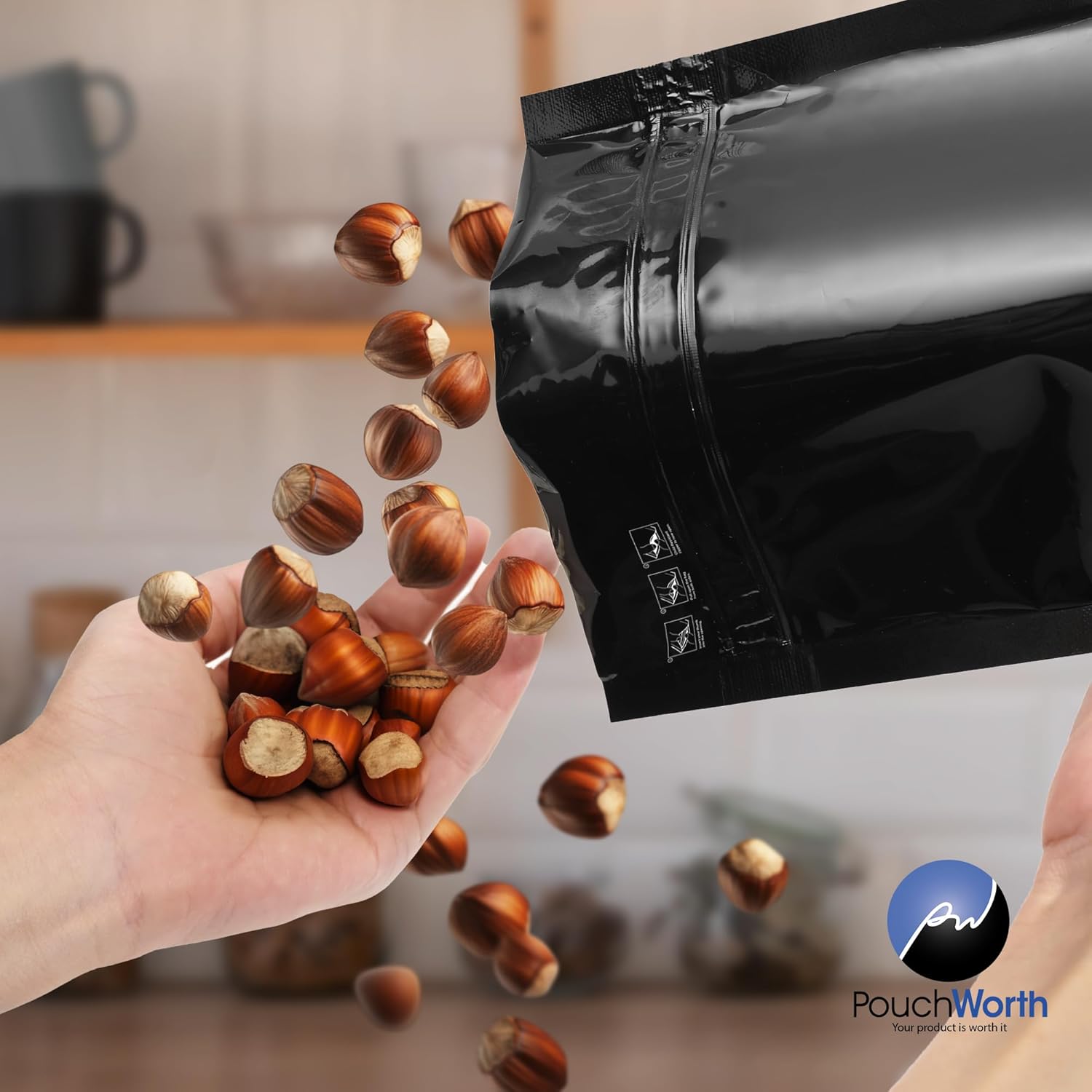 100 Pack Glossy Black 12"x9"x4" Resealable Stand Up Pouch ASTM-D3475 Standard Child Resistant Exit Bags