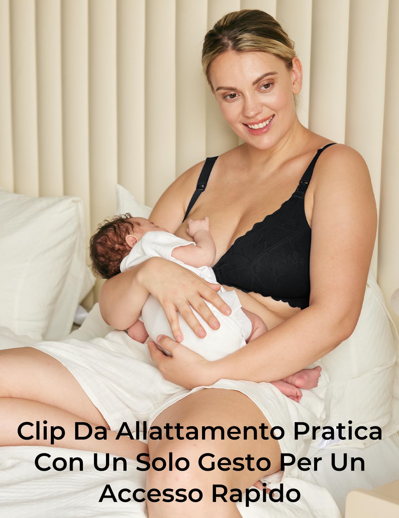 momcozy Reggiseno Allattamento in Pizzo, Senza Ferretto, Imbottito, Scollo a V, per Gravidanza e Allattamento, Morbido e Confortevole