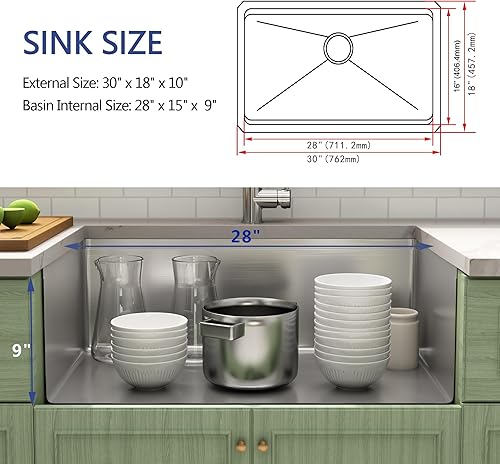 Miniatura 113 de LQS Fregadero de cocina negro de 33 x 22 pulgadas, fregadero de cocina desplegable de 33 x 22 pulgadas, fregadero de acero inoxidable calibre 16