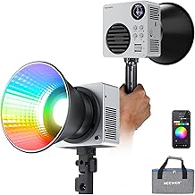 NEEWER HB80C RGBWW LED Video Light with Built-in 72Wh Battery & 100W PD Fast Charging, 80W Mini RGB COB Continuous Output Lighting Bowens Mount Handheld Spotlight 2500K-7500K, 10400lux/m, 18 Effects