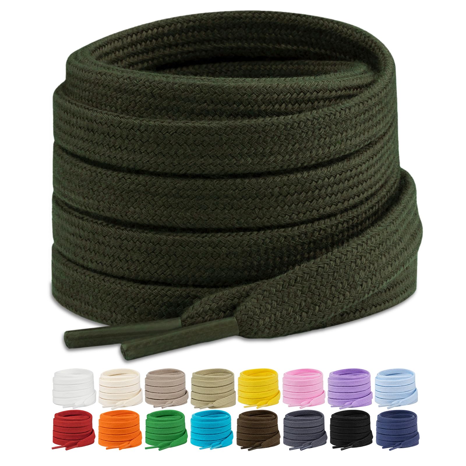 Stepace 2 Pairs Flat Shoe Laces for Sneakers 5/16" Premium Poly Cotton Shoelaces for Athletic Shoes