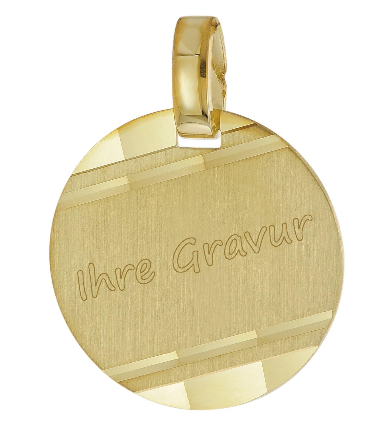 trendor Anhänger mit Namen Gold 333/8 Karat Gravurplatte Ø 16 mm 51796 | Gravurschmuck aus Echtgold, Schmuckstück für Damen und Herren,