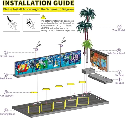 Miniatura 4 de Vitrina de 164, vitrina Hot Wheels, aparcamiento con pantalla panorámica de diorama con luces LED, vitrina modelo para 5 espacios de estacionamiento.