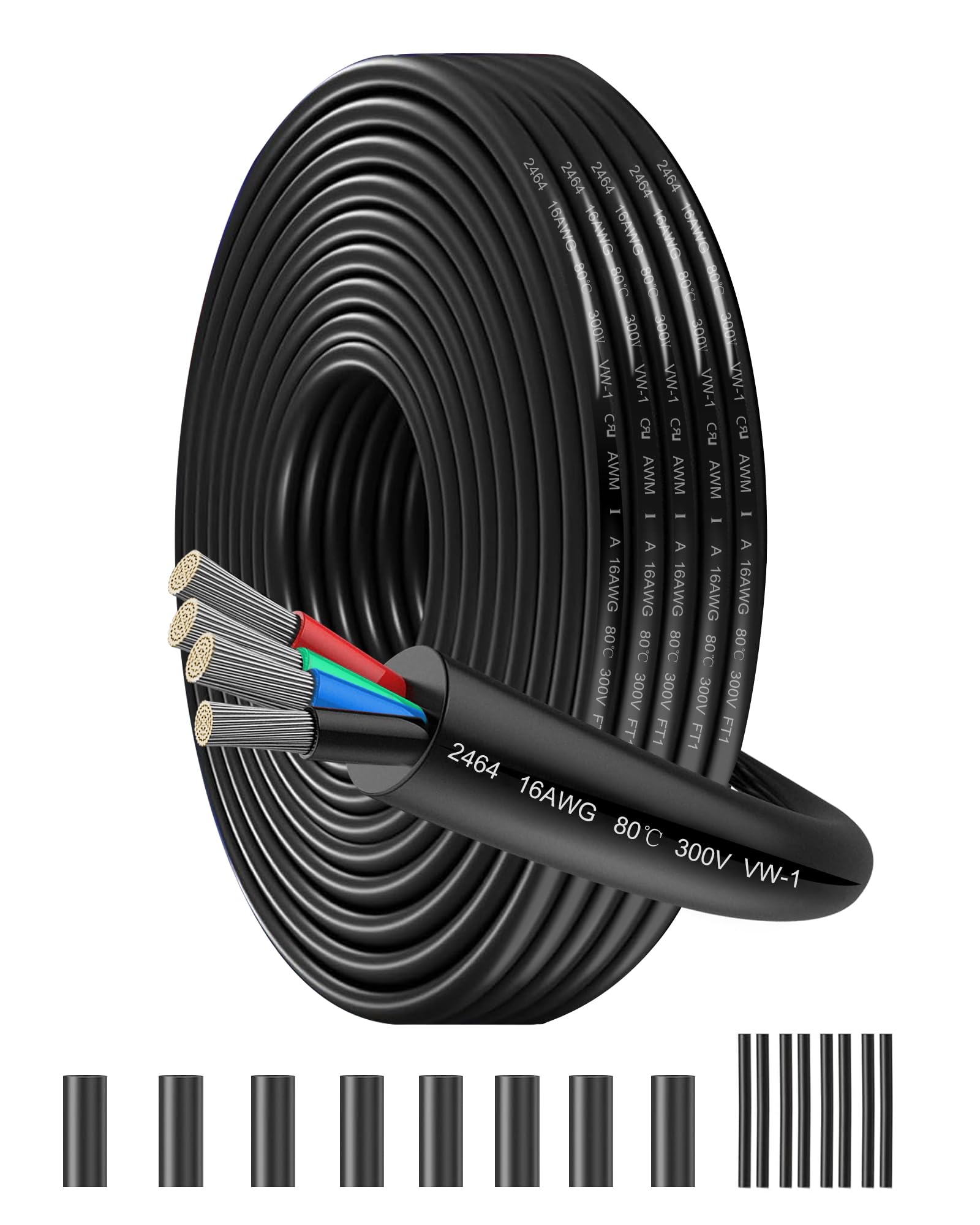 Cable Eléctrico 16AWG 4x1,5mm² 8 Metros UL2464 - Doble Conductor de Cobre Estañado Multitrenzado para Baja Tensión, Resistente Aceite y Calor en Luces LED de Automóvil, Furgoneta, Caravana