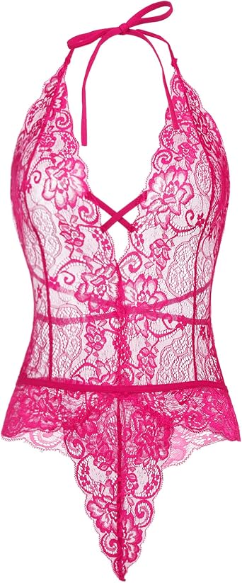 Amazon.com: ELOVER - Lencería de peluche para mujer con escote en V  profundo y una pieza : Ropa, Zapatos y Joyería