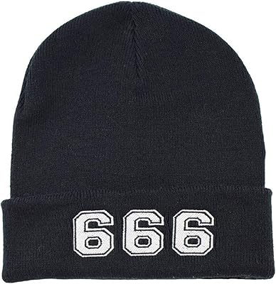 666 Beanie Occult Gothic Metal Unisex Fashion Accessory Black Warm Fisherman Skull Hat