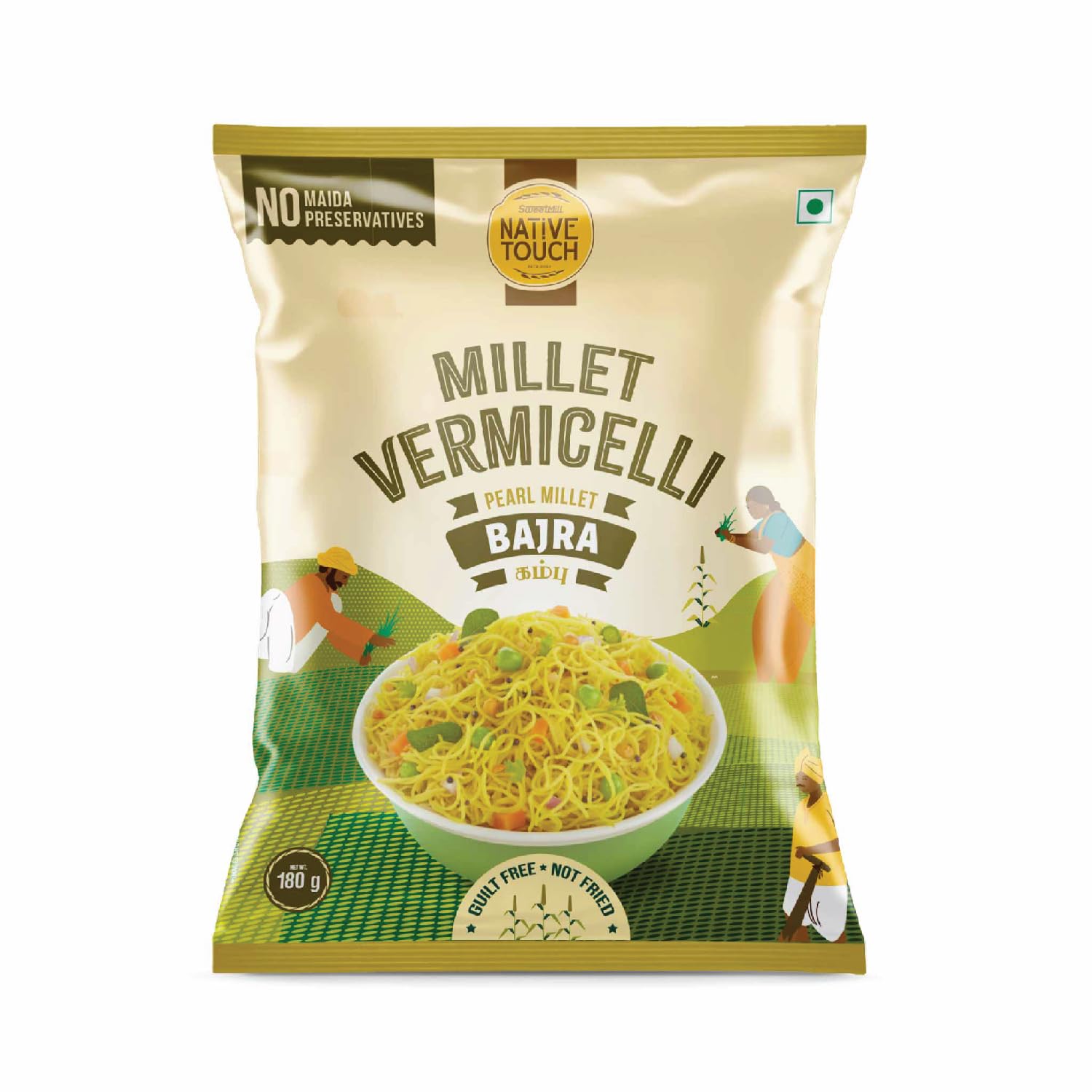 NATIVE TOUCH Pearl Millet Vermicelli - Bajra 180gm (Pack of 5)