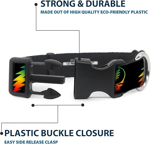 Miniatura 4 de Buckle-Down Collar de clip de plástico, roba tu cara con relámpago negro repetido, 12 pulgada de ancho, se adapta a cuello de 9 a 15 pulgadas, grande