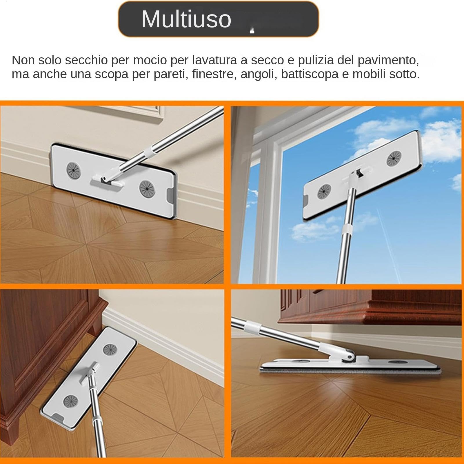 Set De Fregona Y Cubo Giratorio Limpieza Suelos Húmedo Y Seco | Kit Hogar De Mopa Y Balde Para Piso Set De Limpieza Cubo Con Fregona Para Suelos Paredes Ventanas Hogar Empresa En Húmedo O