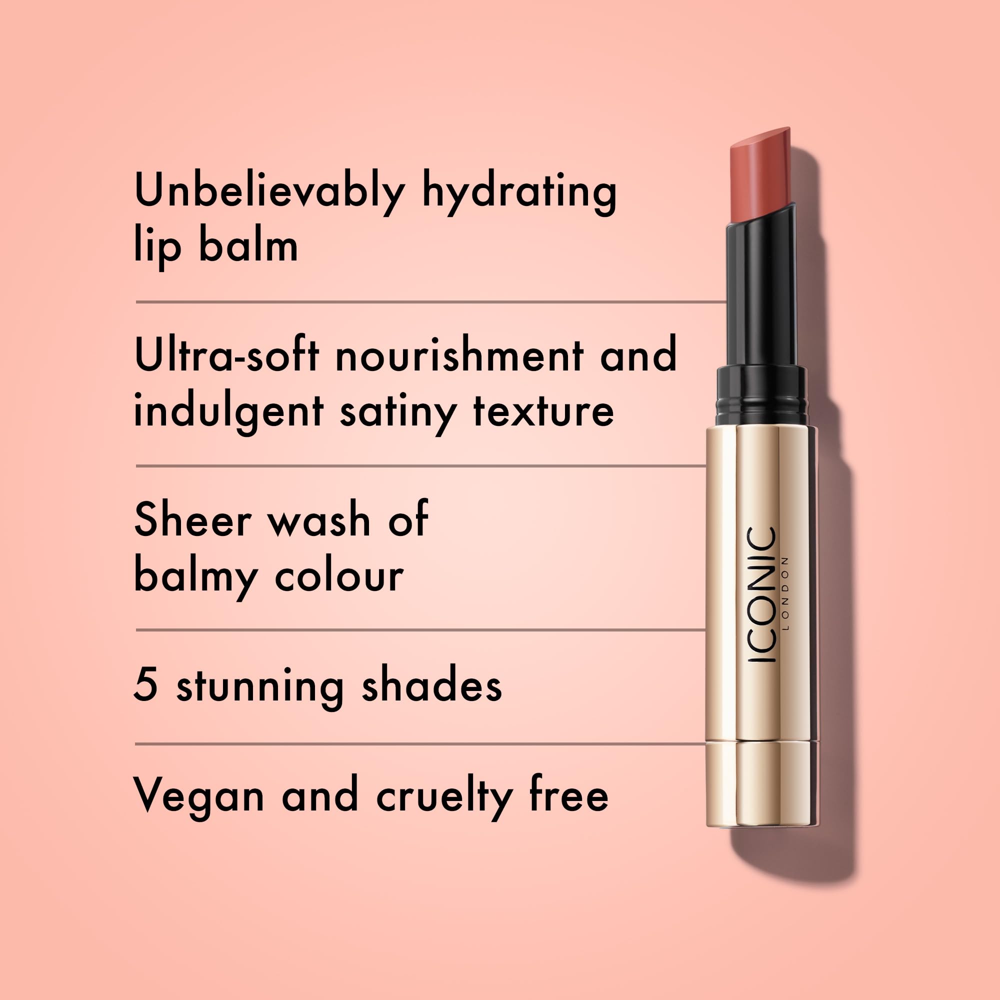 ICONIC LONDON Melting Touch Lip Balm | Hydrating Lip Balm, Non Sticky, Sheer Wash of Colour, Cruelty Free, Vegan Makeup, 3 mL / 0.10 Fl Oz