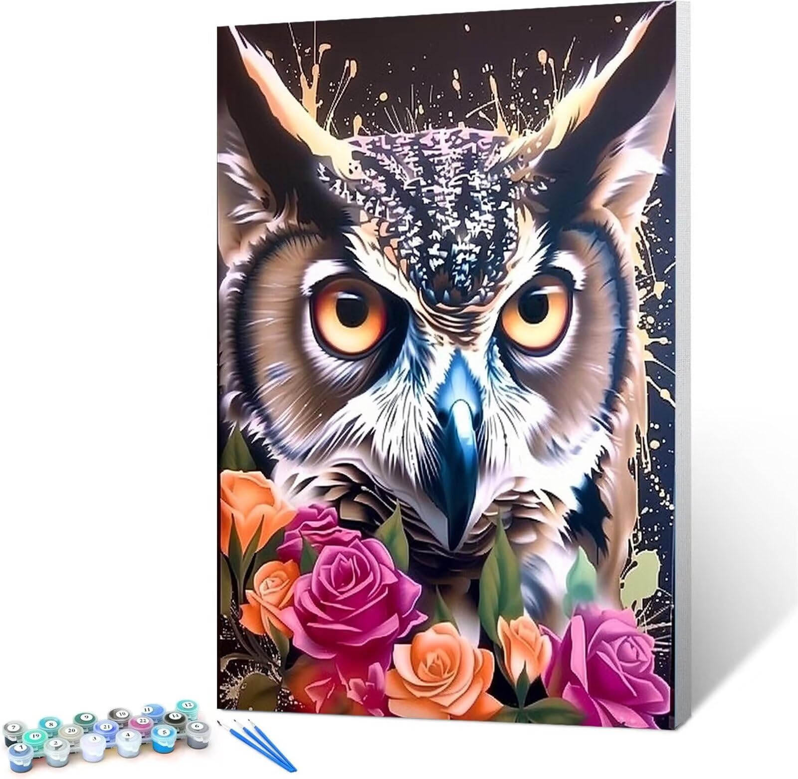 Peepezo Malen nach Zahlen Kinder Eule, Farben Geschenke für Mädchen Junge, Bastelset Kinder, Malen nach Zahlen | Malen nach Zahlen, Bastelset Mädchen 60x80cm (mit Rahmen)