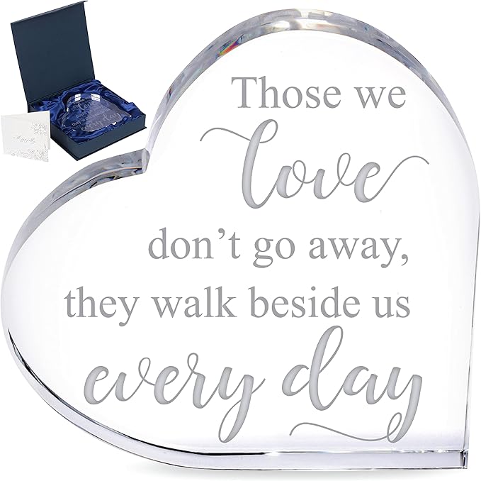 Wishmead Sympathy Gift Memorial Gifts for Loss of Mother Glass Crystal Heart